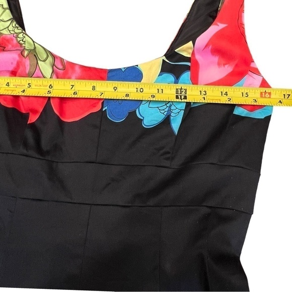 NINE WEST Black Floral Graphic A-Line Party Dress, Sundress, Size 6 - Picture 7 of 16